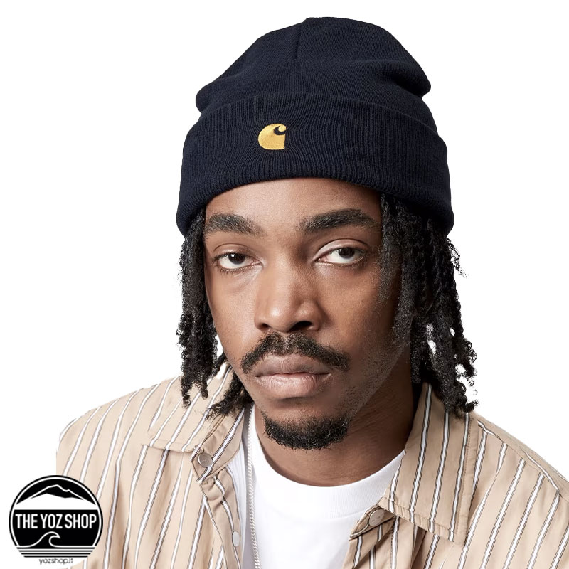 CARHARTT WIP - Chase Beanie - Dark Navy / Gold - immagine 3