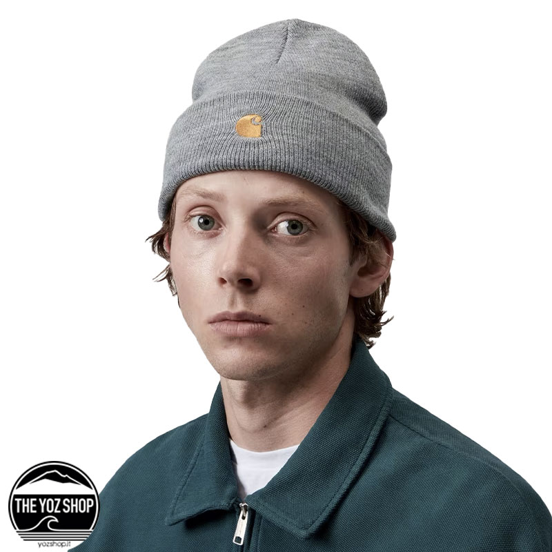 CARHARTT WIP - Chase Beanie - Grey Heather / Gold - immagine 3